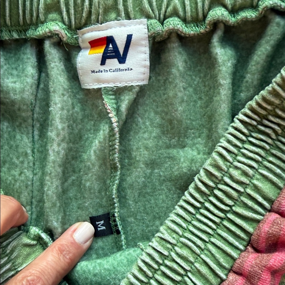 Aviator Nation Green Multi Rainbow Stripe Athletic Shorts - Picture 2 of 3
